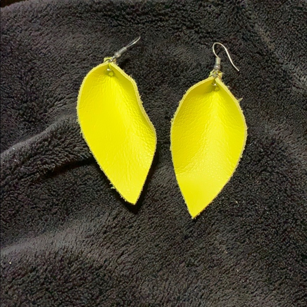 Yellow Leather Earrings